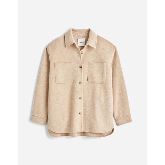 MADEWELL Women's Double-Faced Long Shirt-Jacket Size XS In Maple Oatmeal… - Picture 4 of 13